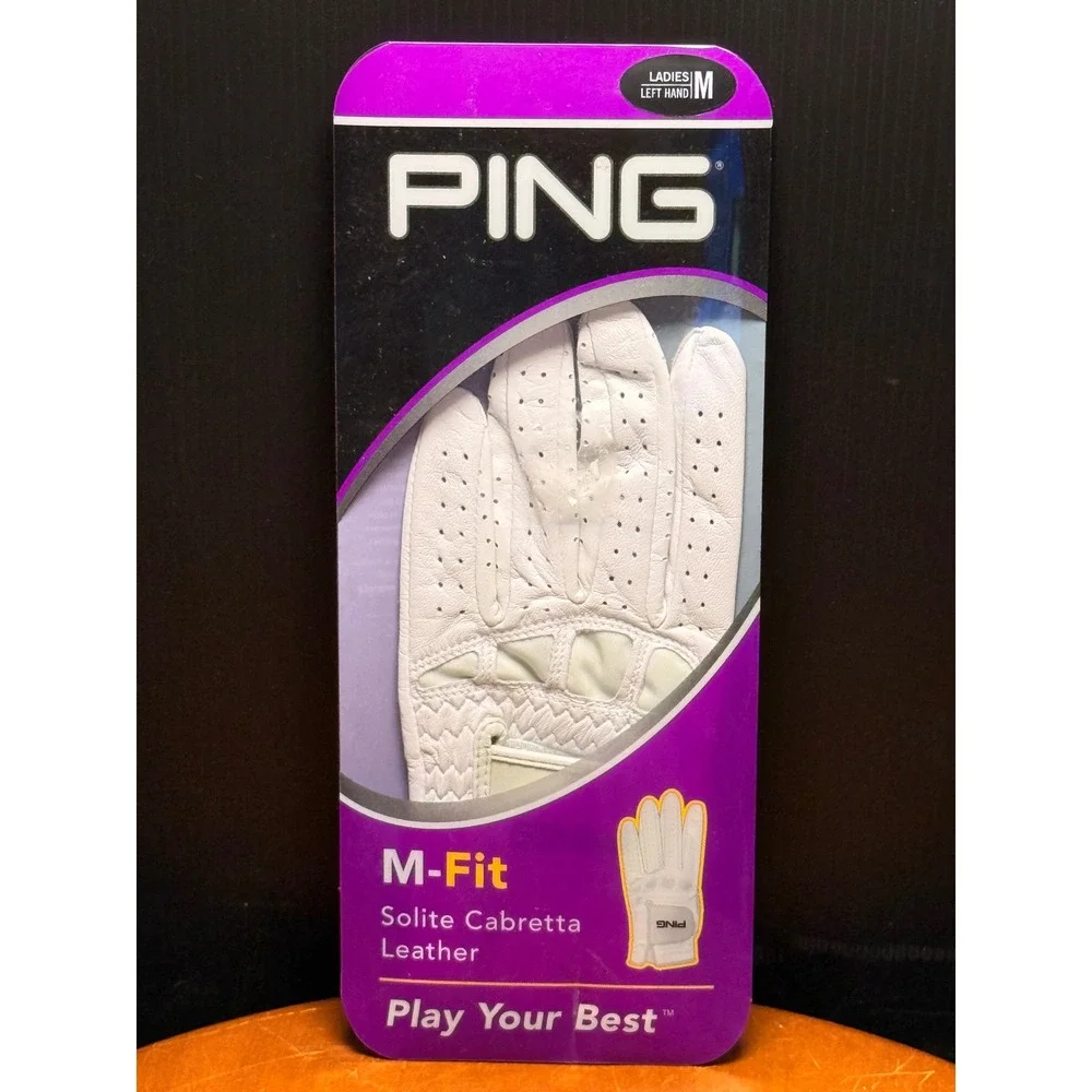 Ping M-Fit Ladies LeftHand Golf Glove Medium Solite Cabretta Leather Stone White